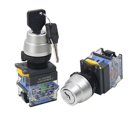 2/3 Positions Key Locking Push Button Switch With key 22mm Self-lock/Self-Resett - Picture 4 of 7