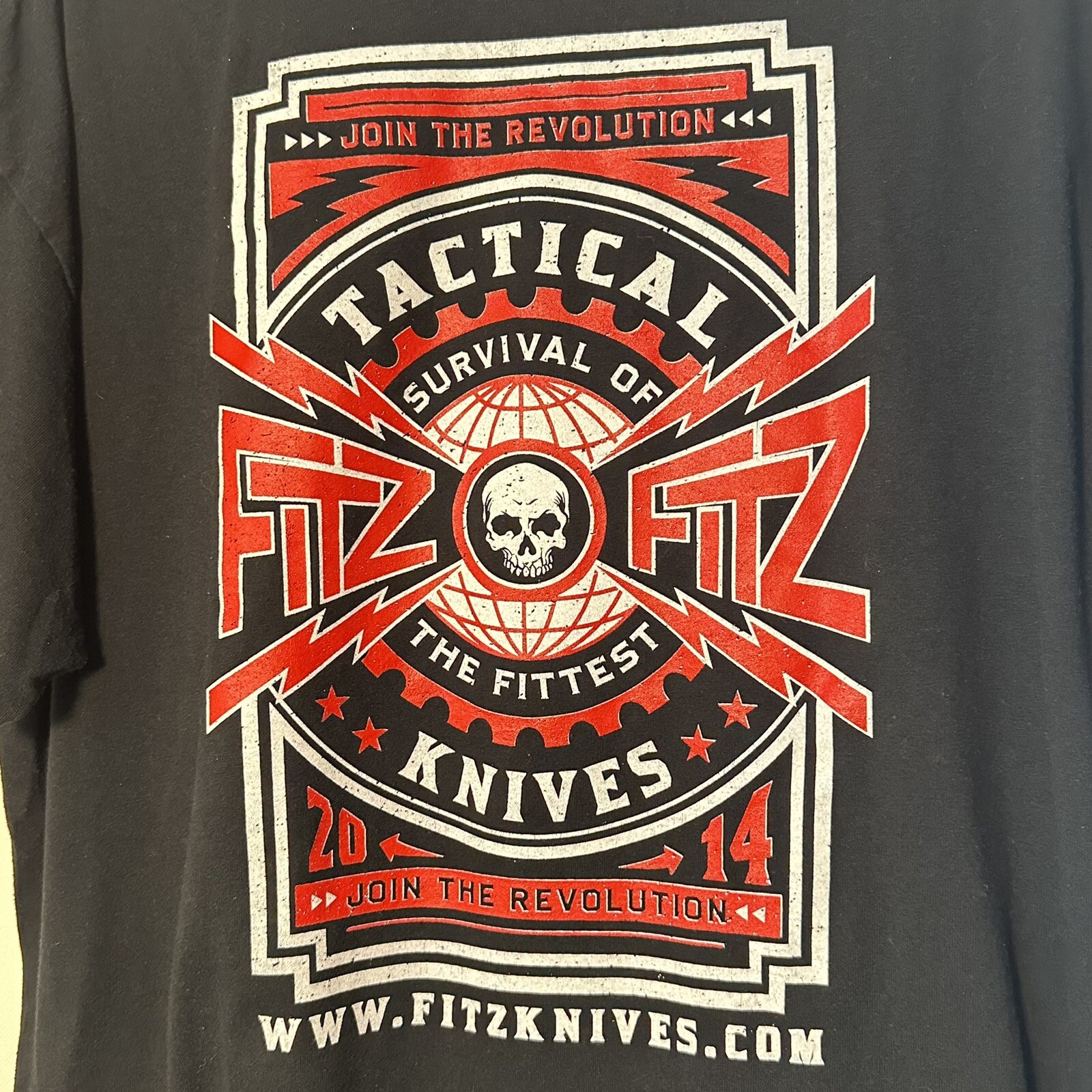 FITZ Knives T Shirt Mens XL Black SS Hunting Tactical Survival Knifery Crew