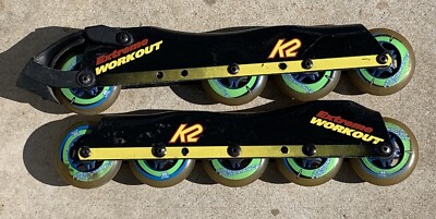 Vtg K2 Extreme World out 5-Wheels Inline Roller Blade Speed Skate frames 80mm