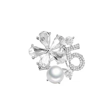 Delicate Flower Number Five Scarf Ring Clip Faux Pearl T-shirt Tie Clothing R...