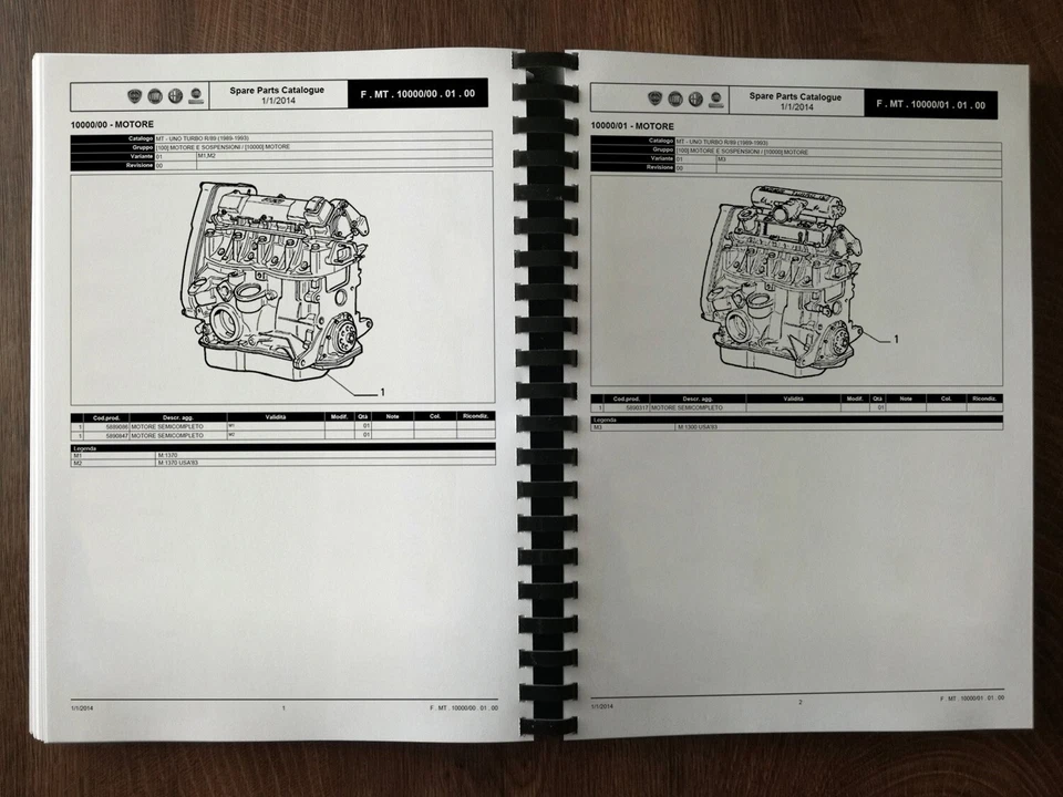 FIAT UNO TURBO 1989-1993 Catalogo Parti di Ricambio m-t - Immagine 2 di 4
