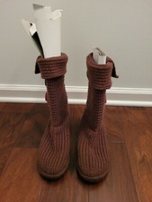 UGG Australia Brown Tall Knit Style 1967 CARDY II 4 Button Boot  Youth Size 4