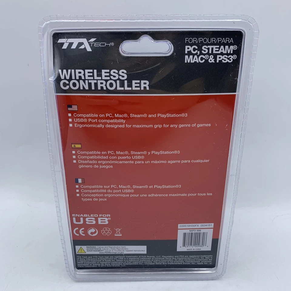 TTX Tech Wireless Controller Blue For PS3 PC MAC STEAM SEALED NEW USB Enabled - Image 3 of 4