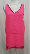 Sparkle & Fade Dress Small Pink Studded Sleeveless Sheer Hi Lo Hem Zip Up