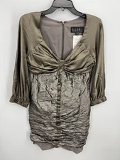 Nicole Miller Collection Dress Womens Brown Silk Mixed Media Bodycon Whimi