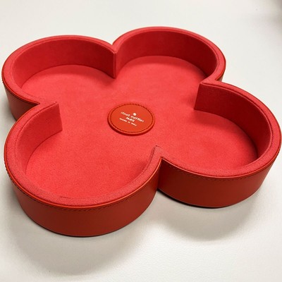 Louis Vuitton Monogram Flower Tray Leather Pink Trinket Bowl Elegant Gift Used