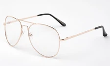 Clear Lens Spring Hinged Metal Frame Pilot Cop Style Glasses Shades New UV 100%