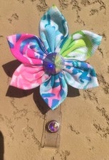 NEW Badge Holder Nurse Teacher Flower ID Badge Reel Lilly Fabric Fished my Wish