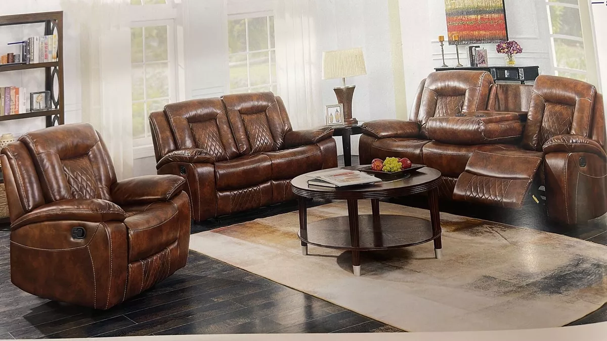 Florence Full Air Leather Recliner Sofa 3 2 Set with Cup Holders