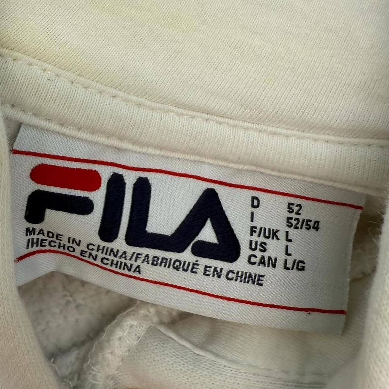 Felpa con cappuccio pullover Fila Spellout uomo vintage retrò maglione bianco grande