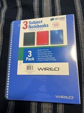 Top Flight 3 Subject Notebooks 3-Pack Plain/Patterned College-Ruled SEALED