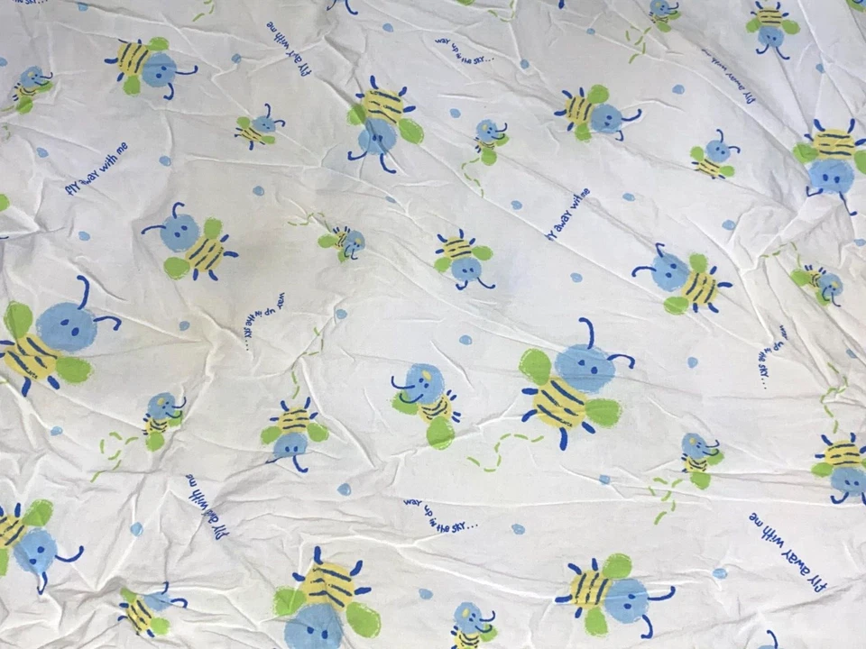 M9!¡GUAU! Juego de 2 sábanas ajustables vintage de algodón CARTER'S Bee para cuna niño pequeño Foto 2 de 4