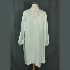 Vintage Barbizon Light Green Satin Lace Trim Nylon Peignoir Nightgown M 1970s