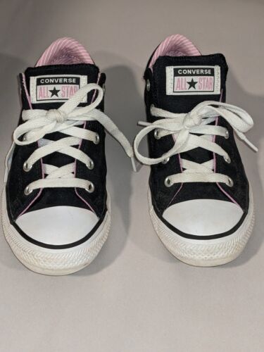Converse All Star Junior~Black With Pink Accent~US Size 2~Ships Free - Afbeelding 1 van 9