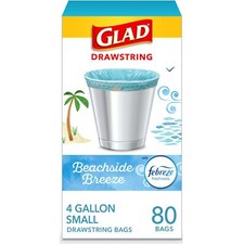 Glad 4 Gallon Drawstring Trash Bags 80 Count Blue Febreze Freshness Odor Control