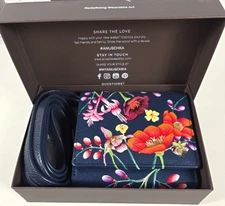 Anuschka Hand Painted Leather RFID Two Fold Crossbody Bag Moonlit Meadow Floral