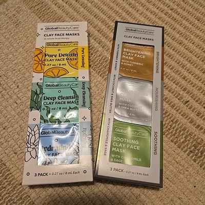Global Beauty Care 2. 3 Packs Clay Face Masks  New Sealed