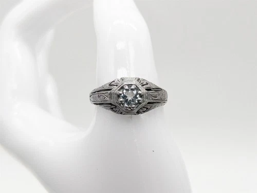 Vintage 1940s .75ct Natural Aquamarine Sterling Silver Mens Ring Band