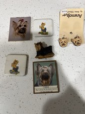 Vintage Yorkshire Terrier Yorkie Magnets And Earrings Lot