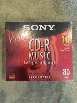 Sony CD-R Music 80 min.Compact Disc Recordable Slim Cases 10-Pack 10CRM80L2 (A1)