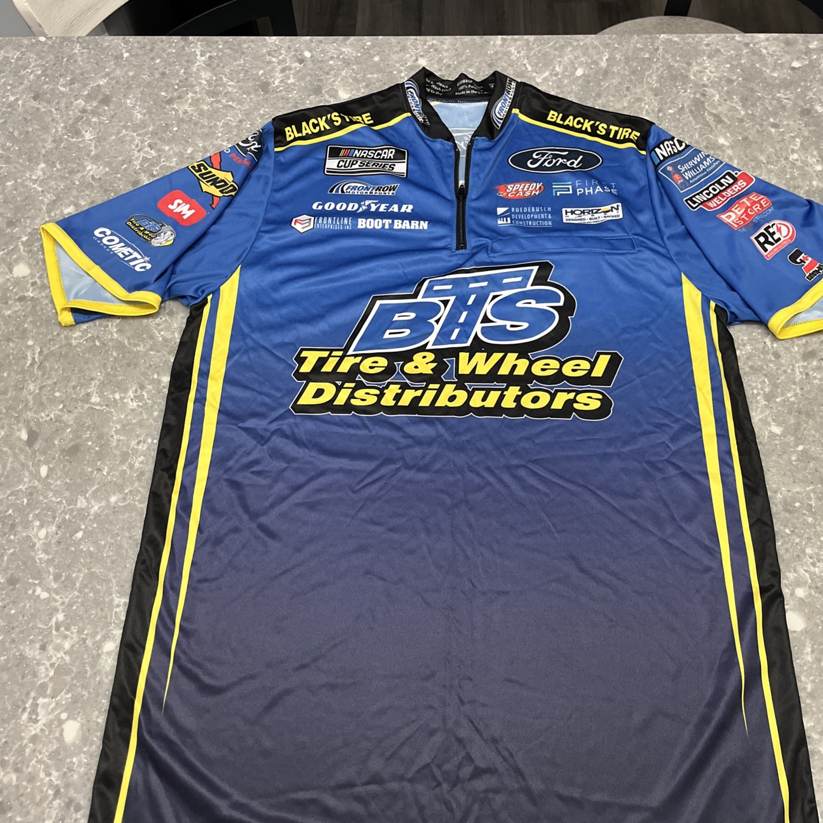 FILA Maglia Front Row Motorsports S Team Emessa Ford Crew NASCAR Pneumatico Nero