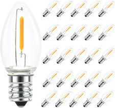 25 Pack LED C7 Light Bulbs - Clear Glass LED E12 Nightlight Bulbs, 0.6W Equivale