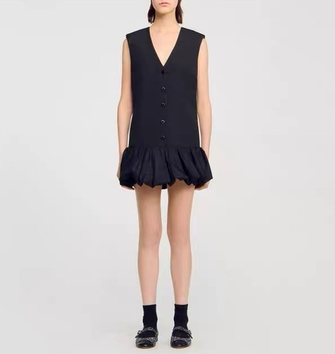 Mini vestido sin mangas adornado con cuello en V Sandro para mujer - Imagen 1 de 6