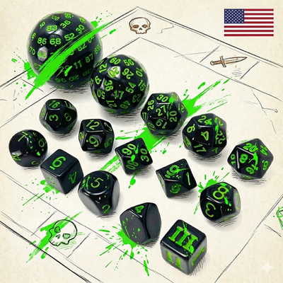 15 Pcs Polyhedral Dice Set for DND RPG   D3 to D100, Acrylic Tabletop Game Dice