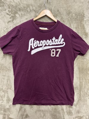 Aeropostale Stylish Men's Graphic Logo Tee T-Shirt Maroon Large