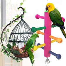 Wooden Ladder Climbing Toys Rotating Stand Cage Accessories Birds Chewing Toy
