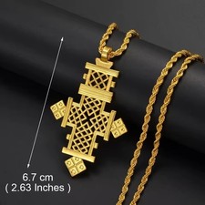 Ethiopian Coptic Cross Ancient African Christian Church Gold Pendant Jewelry