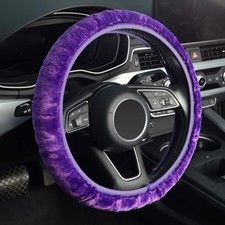 Elastic Fuzzy Steering Wheel Cover Microfiber Plush Steering Wheel Purple