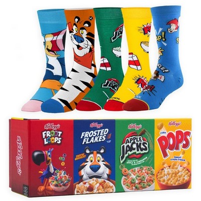 ODD SOX   Kelloggs Gift Box of Sox   5-Pack Novelty Crew Sock Bundle   Size