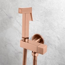 Brushed Rose Gold Square Brass Douche Set Muslim Shattaf Bidet Toilet Sprayer