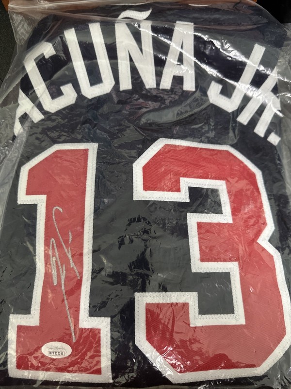 Ronald Acuna Jr. Autographed Jersey. MLB Atlanta Braves JSA Certified Signature.