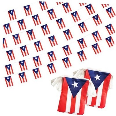 Puerto Rican String Flag Pennant Banner, Small Mini Puerto Rican Puerto Rico