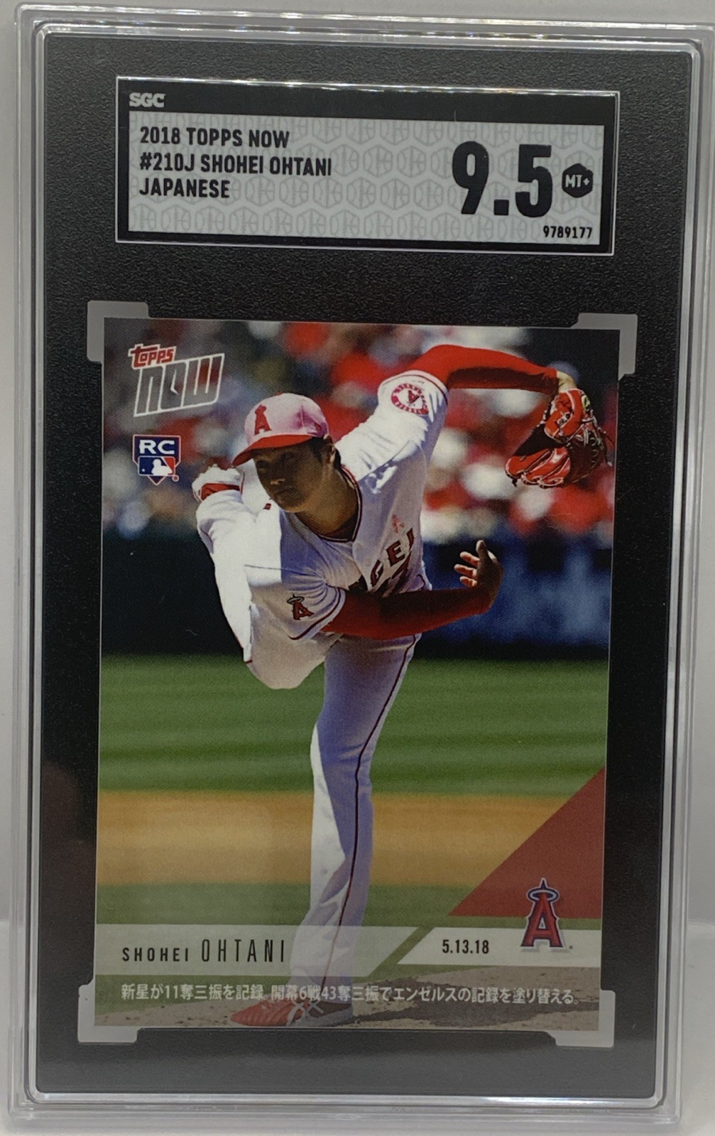 2018 Topps Now Shohei Ohtani Los Angeles Angels Japan Rookie Card #210J SGC 9.5