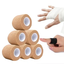 6 Pack Self Adhesive Cohesive Vet Tape Bandage Wrap Elastic Adherent 2"x 5Yards