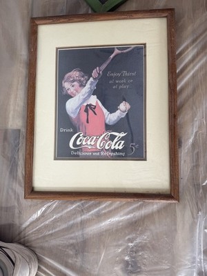 vintage coca-cola tennis framed artwork
