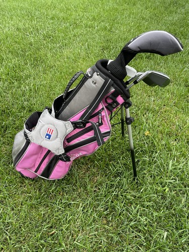 US Kids UL-45 Pink Golf Bag With WT-25 Clubs Tour Edge Bazooka HT Max-J Putter