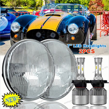 For Ac Shelby Cobra 1962-1973 Pair 7 Inch Round Led Headlights Drl Highlow Beam