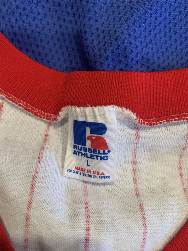 Camiseta deportiva vintage a rayas de los Philadelphia Phillies #29 MLB grande Russell Athletic Foto 2 de 4