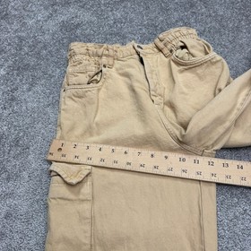 NUON Paperbag Cargo Ankle Pants Women 30 Tan Brown High Rise Cotton Casual 26x26