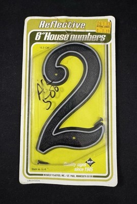 Vintage Midwest Plastics Reflective 6'' House Numbers #2 - Made in USA