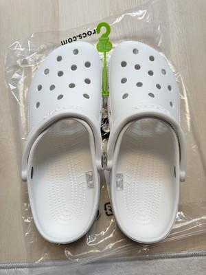 Crocs Classic White Clog Sandal Slip-On Synthetic Logo Strap Men's US 9
