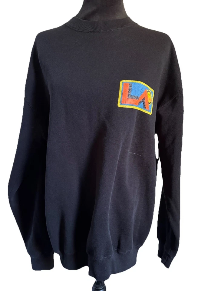 Moletom L.A. Gear VTG 90s gola redonda logotipo preto GG unissex EUA suéter ativo - Imagem 4 de 4