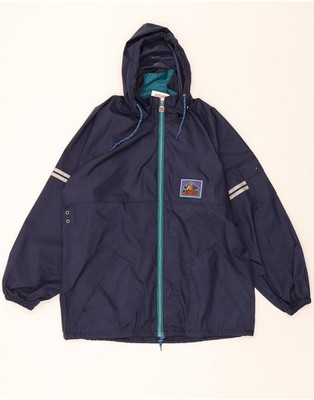 J JEANTEX Mens Hooded Rain Jacket UK 36/38 Medium Navy Blue Polyamide AD01