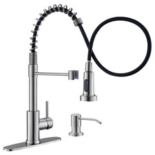 Kitchen Faucet with Soap Dispenser Pull Down Sprayer Brushed Nickel