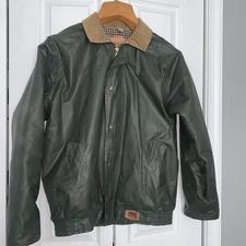 Vintage WOOLRICH Mens Medium Green Bomber Lined Jacket Corduroy Collar
