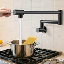 Pot Filler Faucet with Heat-Resistant Cartridge 25.6" Matte Black  Over Stove